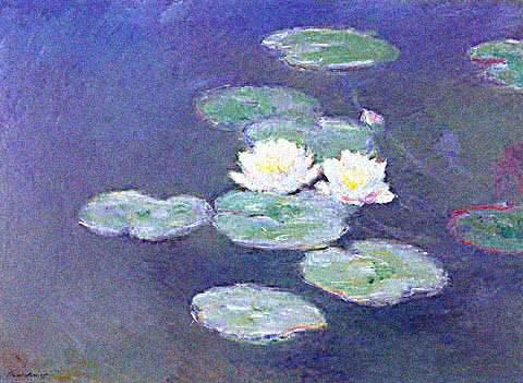   Claude Monet's Water Lilies evening light effect