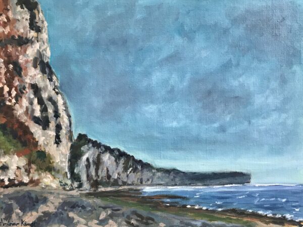 Plein air painter spot Cliffs at Fécamp