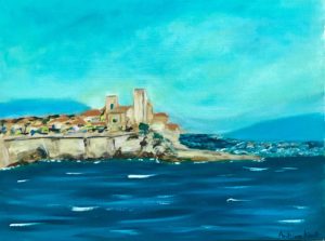 My painting of Antibes battlements