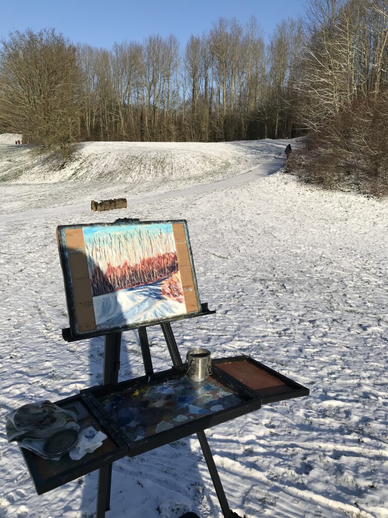 Snow in the park painting - Last layer