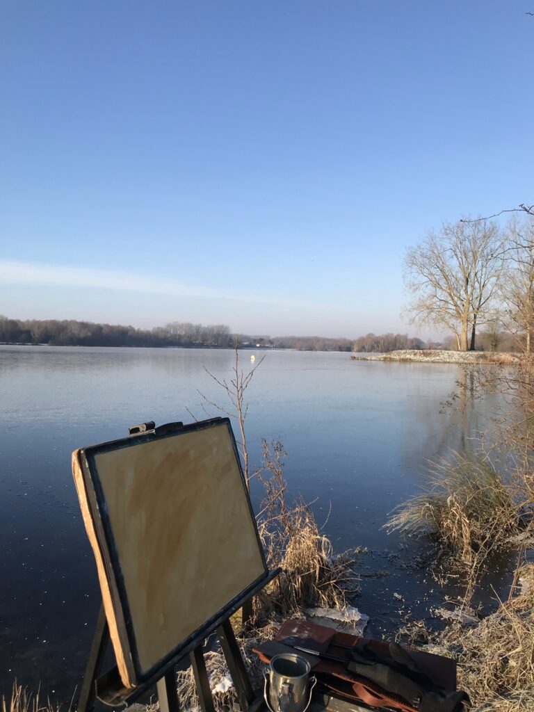 Frozen lake painting - First layer