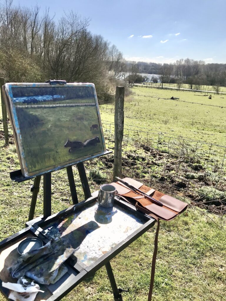 "Cows in a field" painting - Final touch