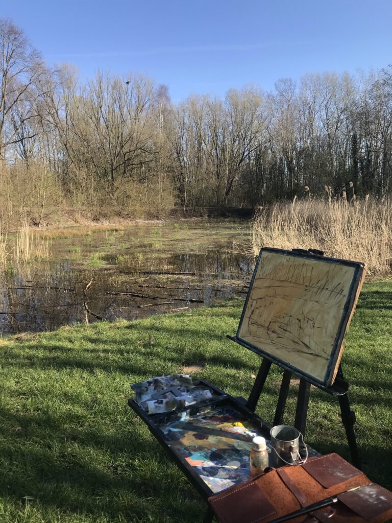 "Messy pond" painting - drawing