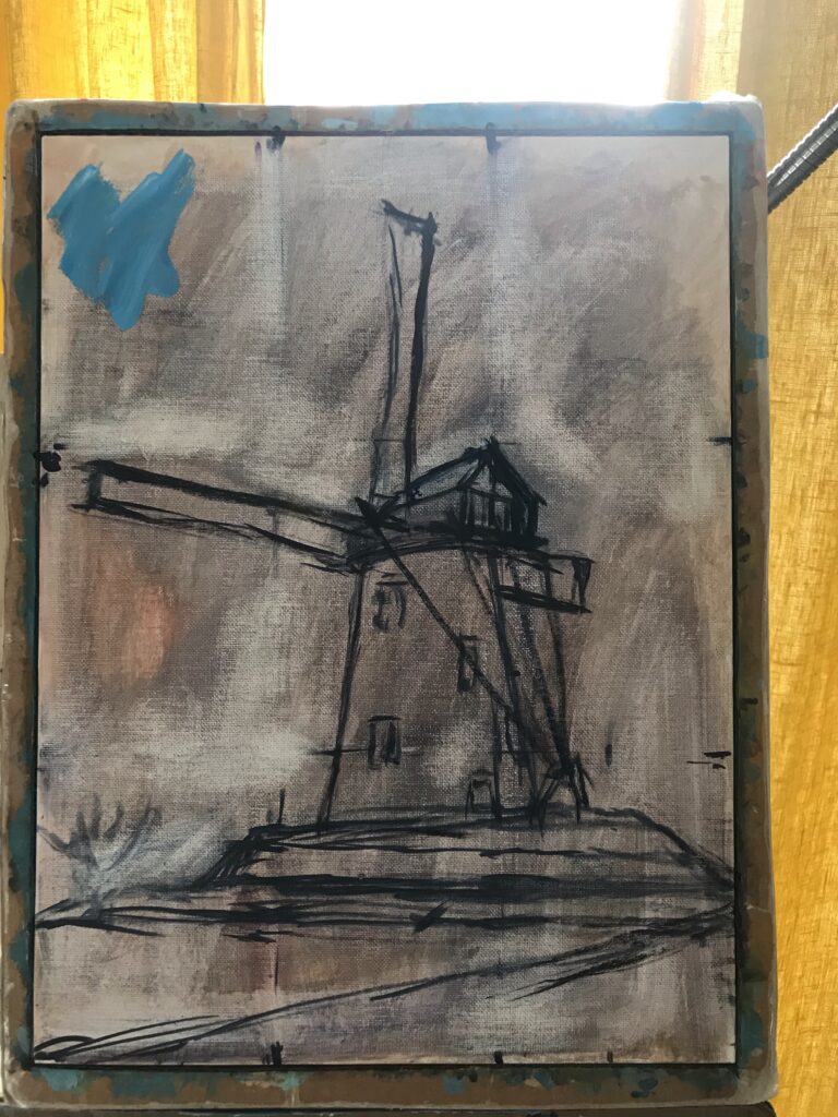 "A mill" painting - Drawing